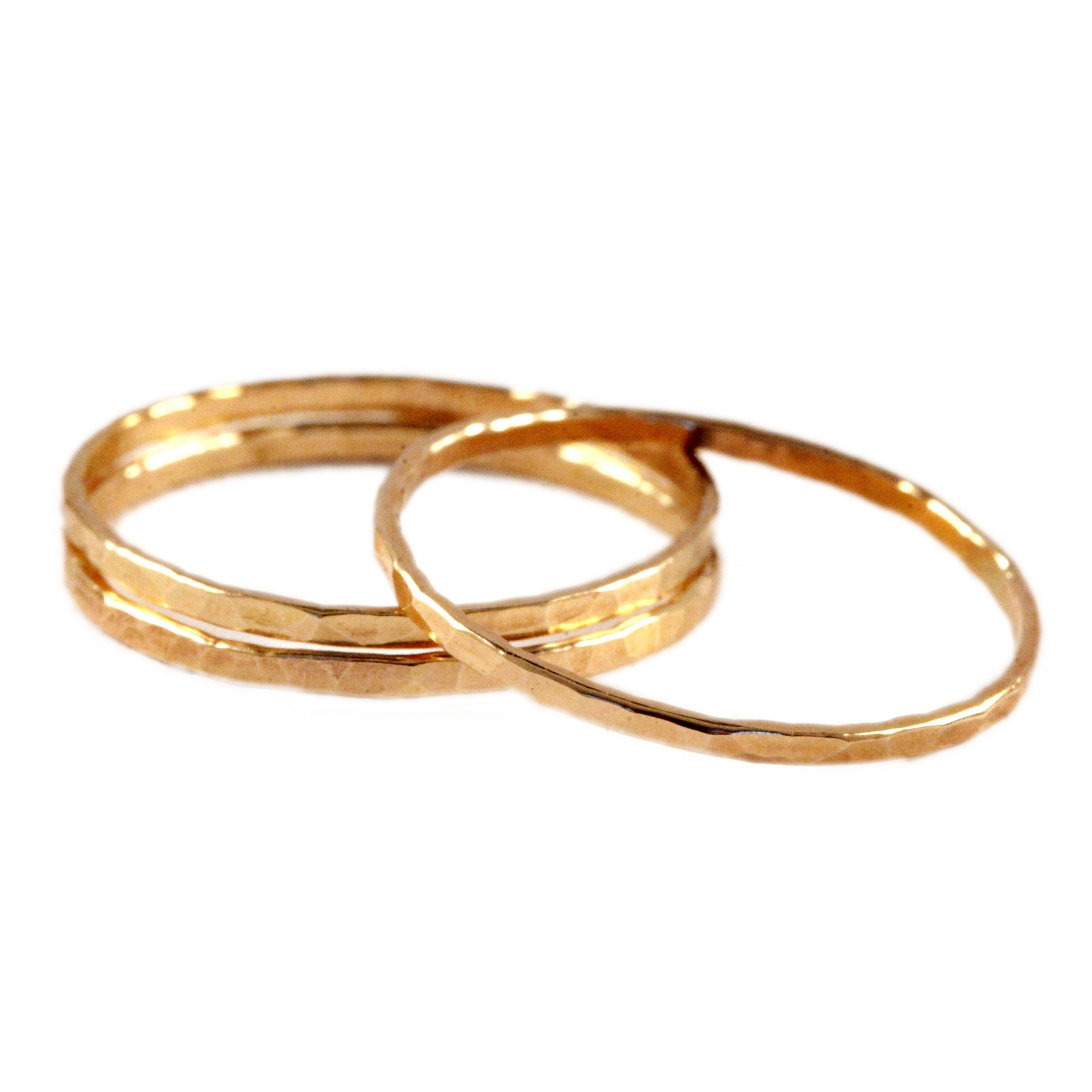 Hammered Gold Fill Stacking Ring - Set of 3