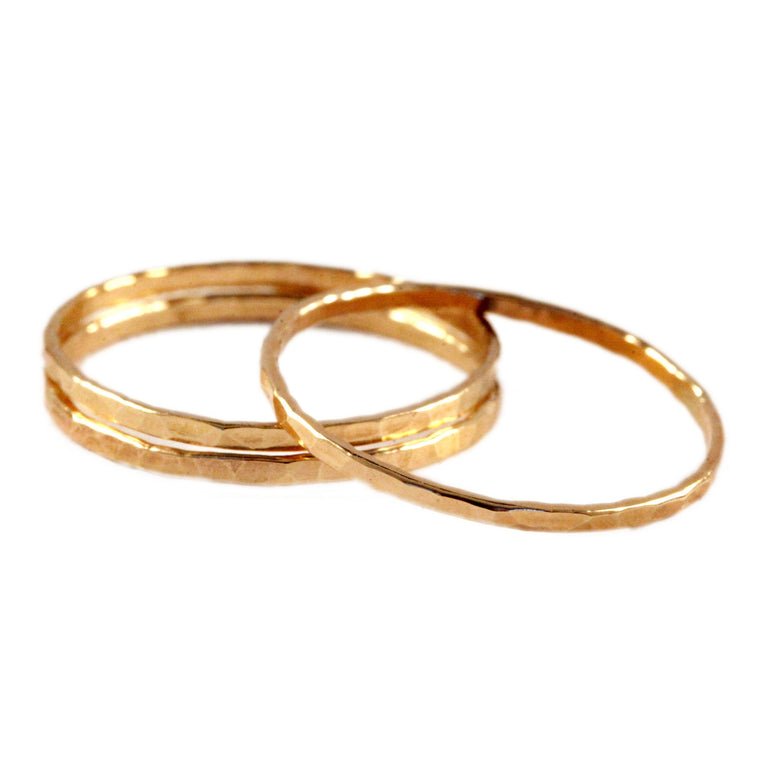 Hammered Gold Fill Stacking Ring - Set of 3