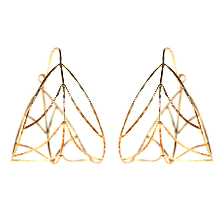 Organic Gold Leaf Hoop Earrings
