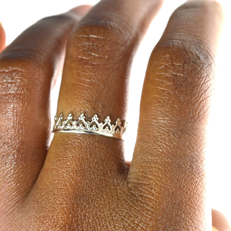 Silver Princess Crown Stacking Ring