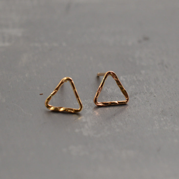 triangle stud earrings, aquarian thoughts jewelry