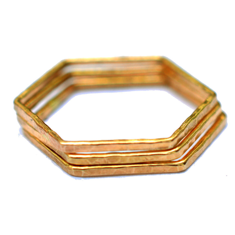 Gold Hexagon Stacking Ring
