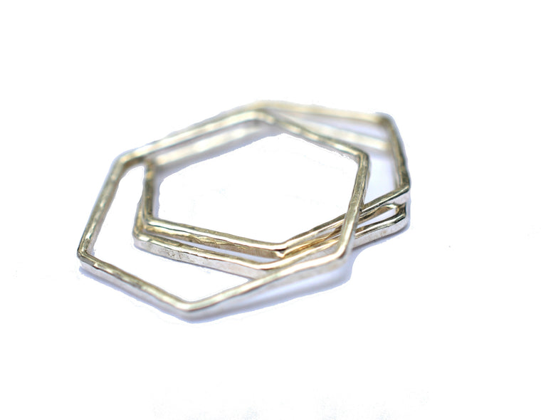 Silver Hexagon Stacking Ring