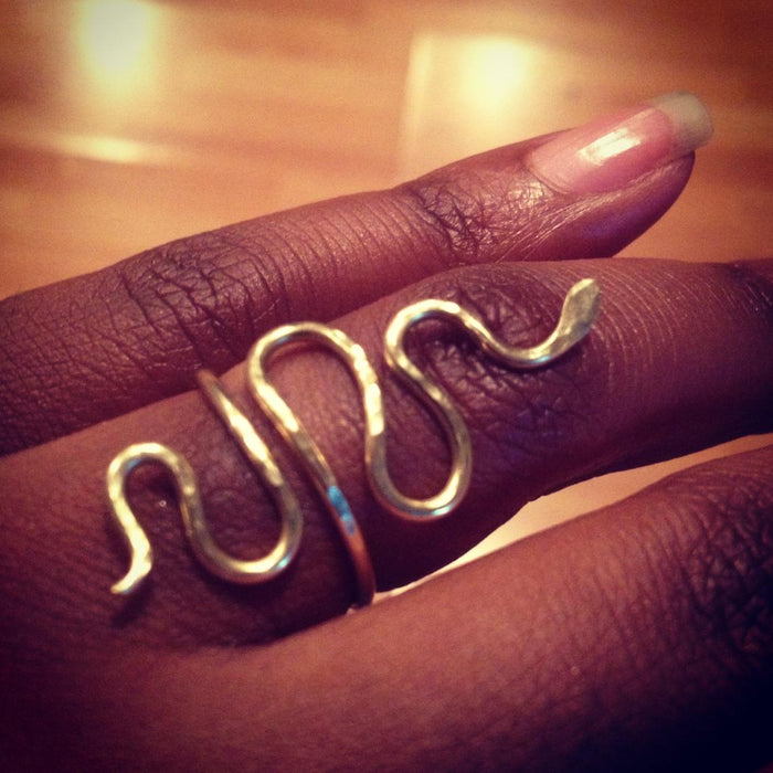 Hammered Serpent Wrap Ring