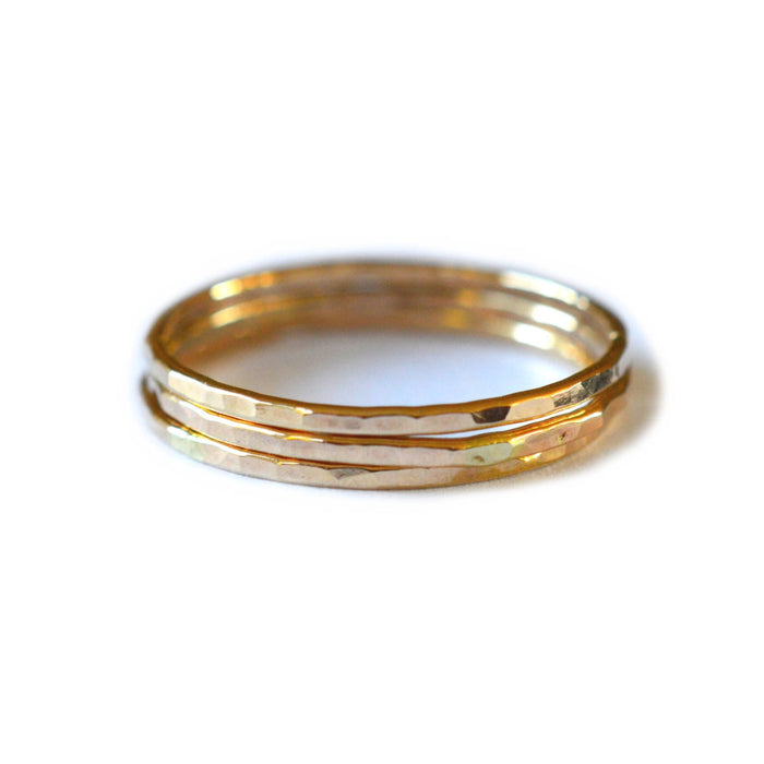 Hammered Gold Fill Stacking Ring - Set of 3