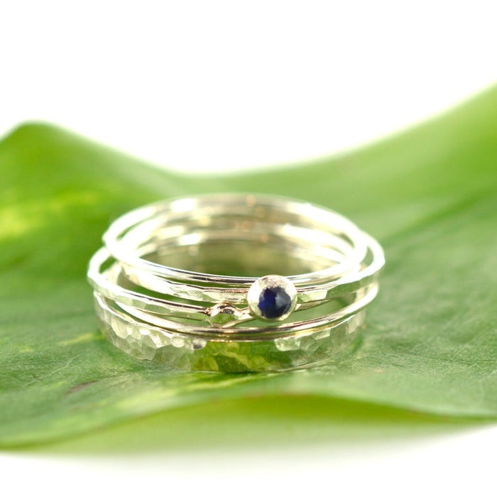 Size 8-8.5 / Sapphire Stacking Ring Set of 5