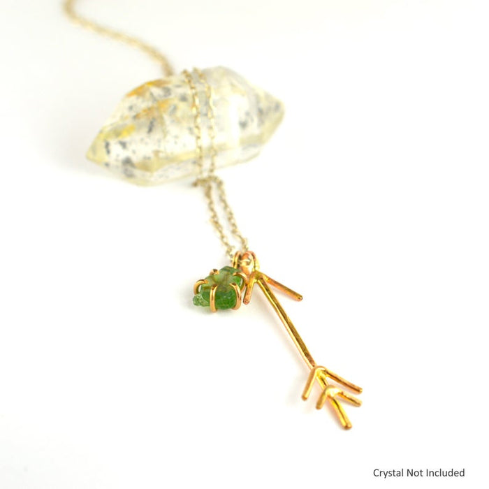 Gold Arrow Pendant & Raw Gemstone Necklace