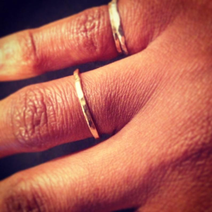 Hammered Gold Fill Stacking Ring - Set of 3