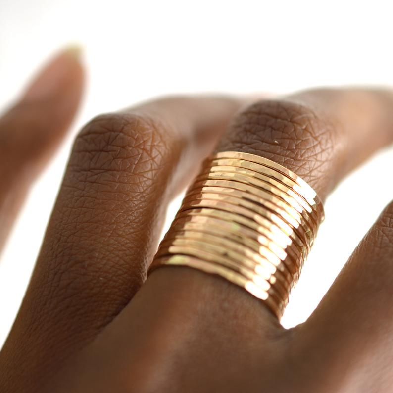 Hammered Gold Fill Stacking Ring - Set of 3