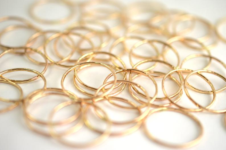 Hammered Gold Fill Stacking Ring - Set of 3