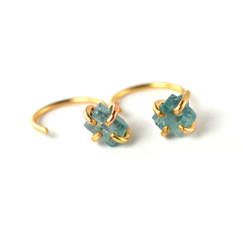 Blue Tourmaline Hugger Hoops