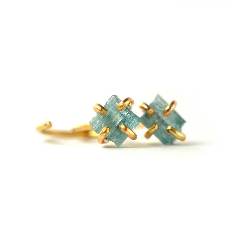 Blue Tourmaline Hugger Hoops