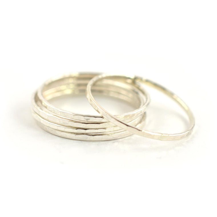 Hammered Silver Stacking Ring - SINGLE