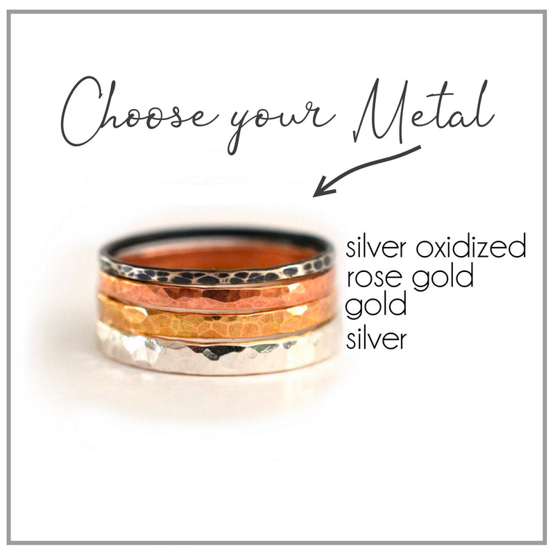 Hammered Mixed Metal Stacking Ring - Set of 3