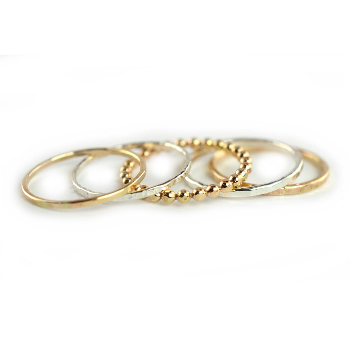 Mixed Texture Stackable Ring Set of 5