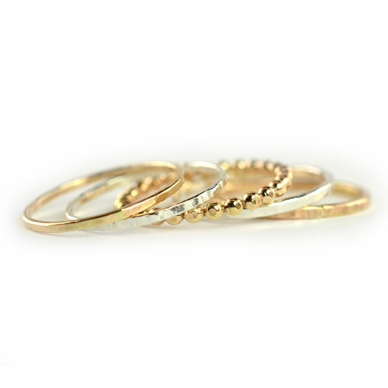 Mixed Texture Stackable Ring Set of 5