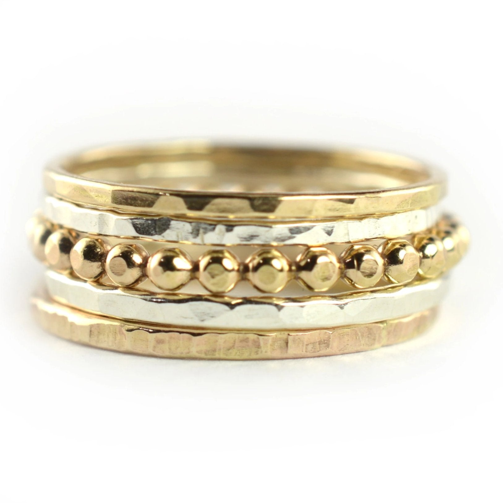 Mixed Texture Stackable Ring Set of 5