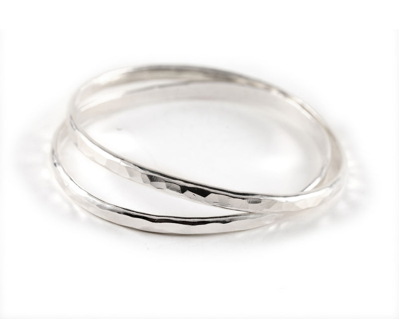 Hammered Silver Oval Bangles