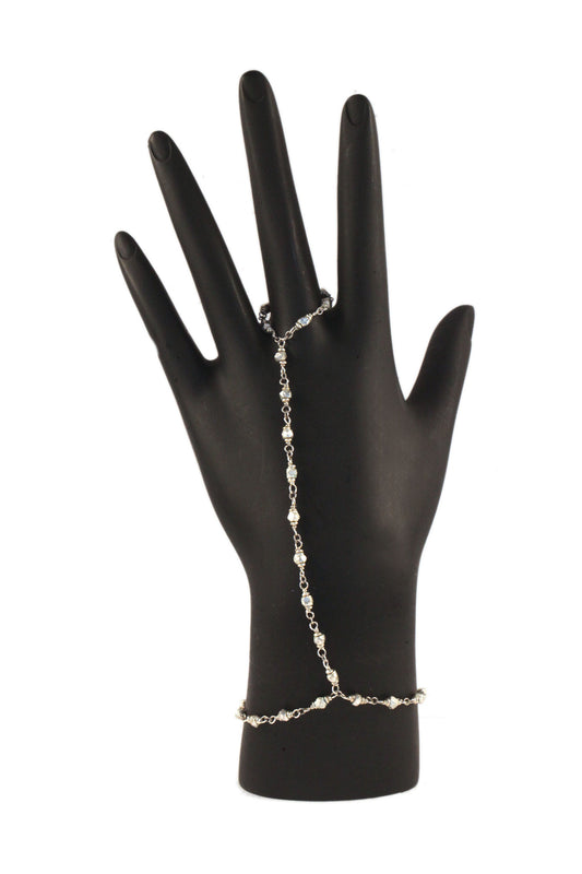 Rhinestone Detail Fine Chain Connected Finger Bracelet Set, Minimalist  Metal Cool Tone Hand Jewelry For Women | SHEIN USA