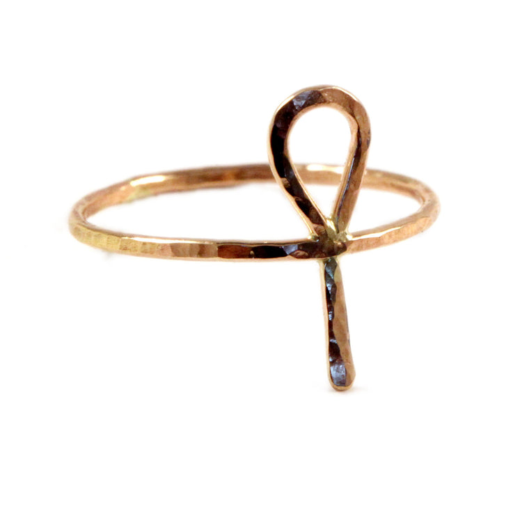 Hammered Ankh Ring