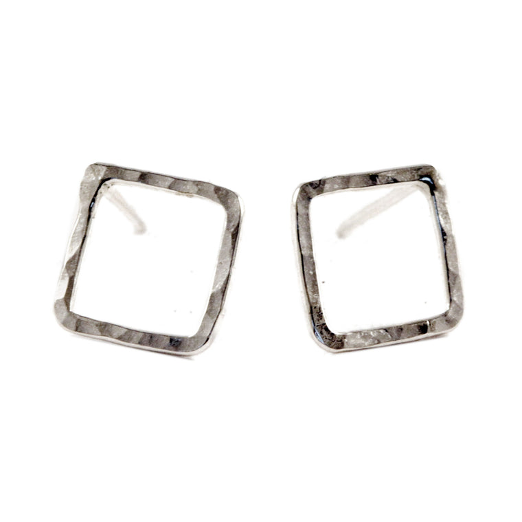 Hammered Diamond Stud Earrings