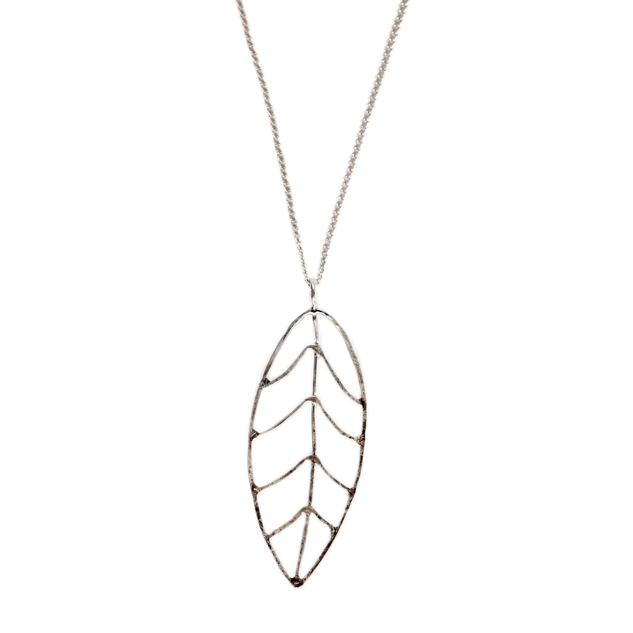 Hammered Leaf Pendant Necklace