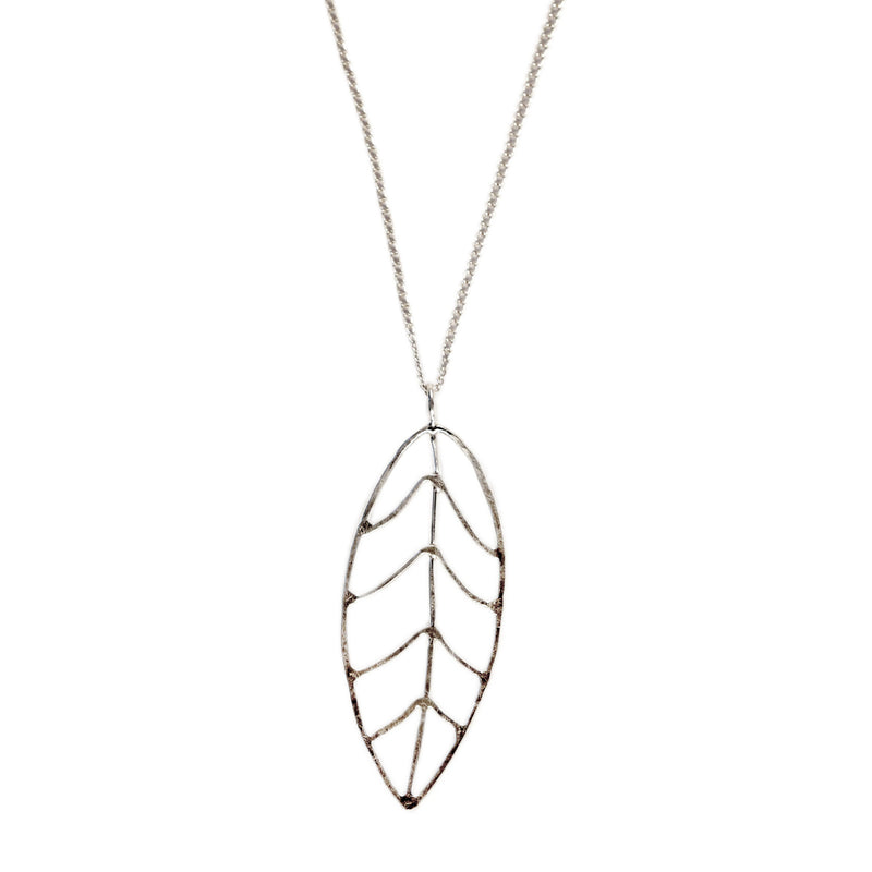 Hammered Leaf Pendant Necklace