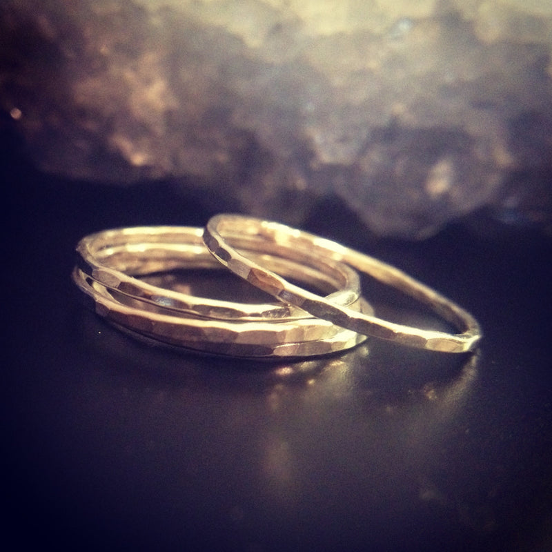 Hammered Gold Fill Stacking Ring - Set of 3