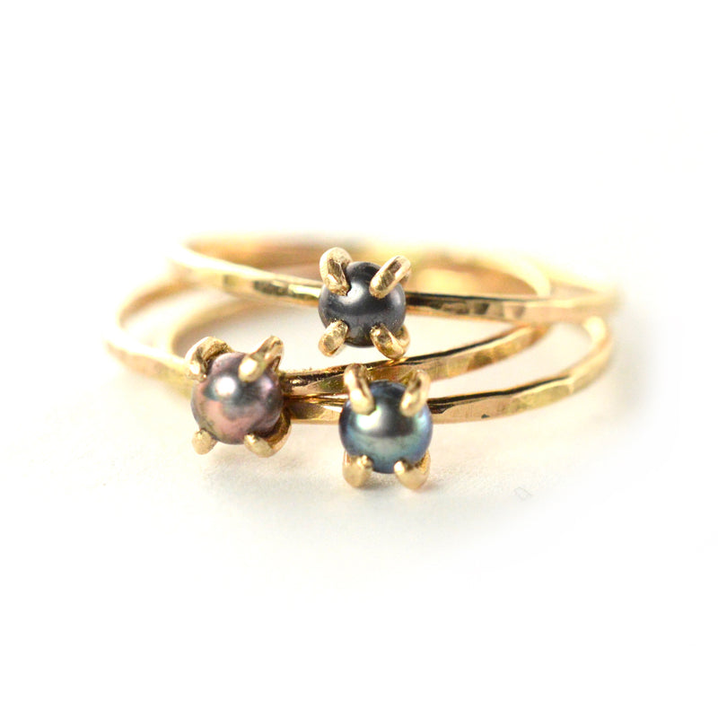 Tahitian Black Pearl Ring with Diamond Lining in White or Yellow Gold – Z  Kaptive Jewels