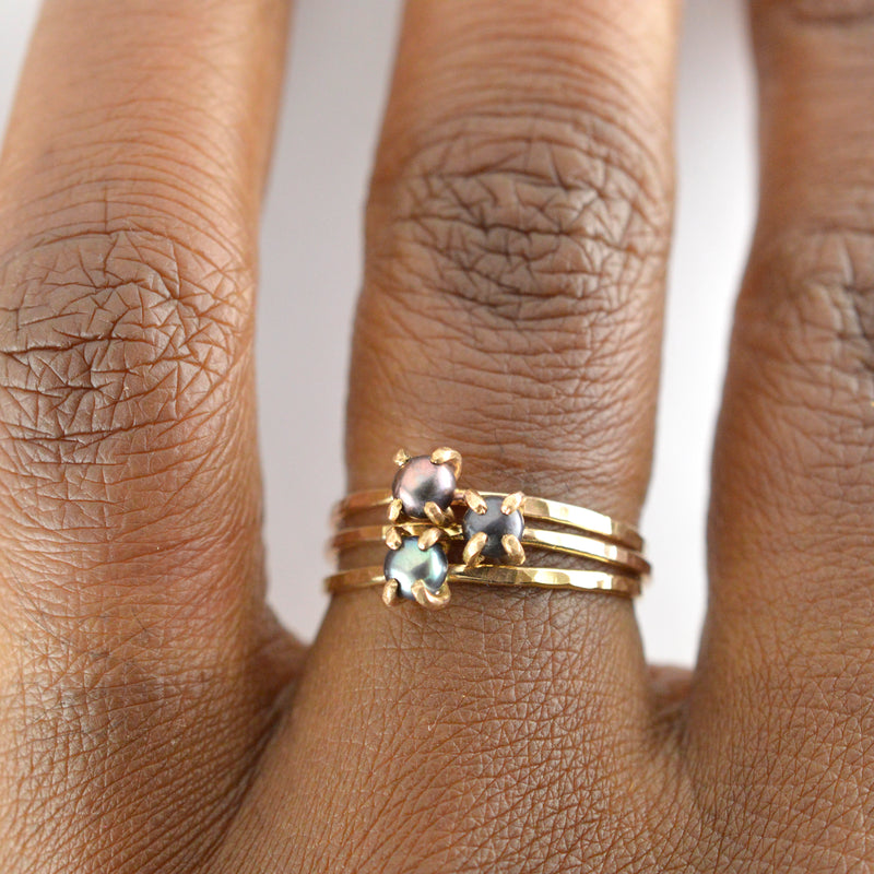 Gold-Filled Solitaire Pearl Stacking Ring