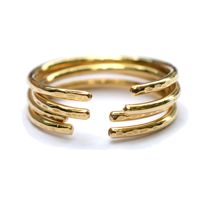 Gold Hammered Cuff Ring