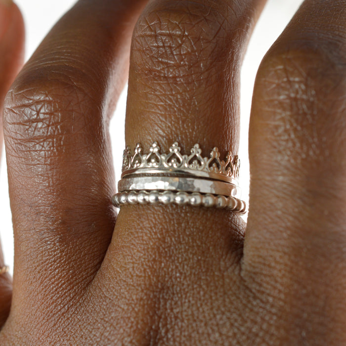 Silver Princess Crown Stacking Ring