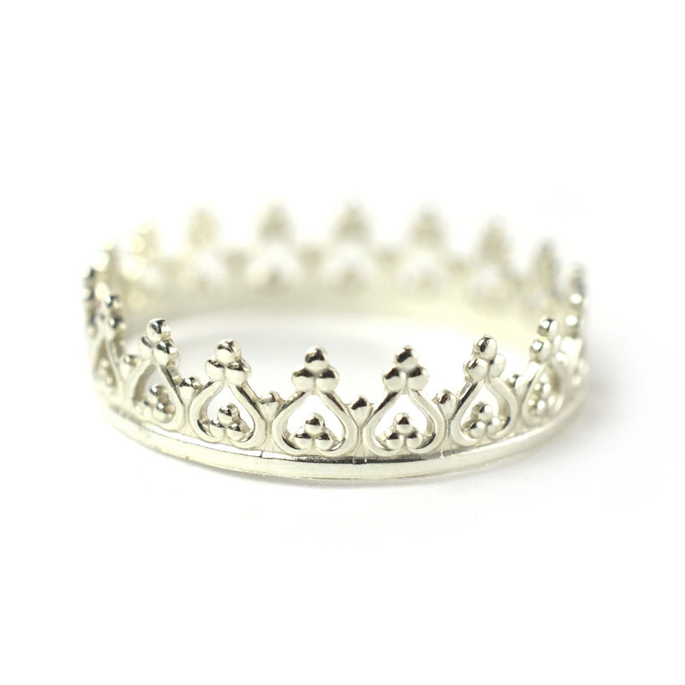 Silver Princess Crown Stacking Ring