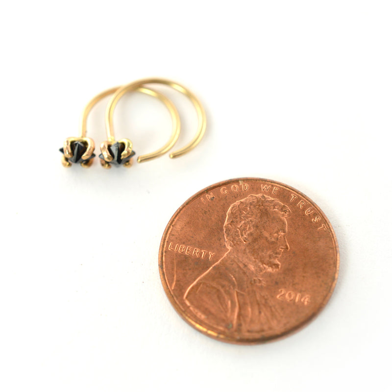 Black CZ Ear Huggers by Aquarian Thoughts Jewelry