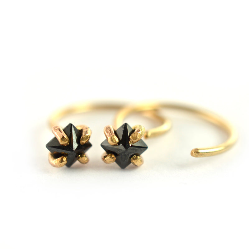 Black CZ Ear Huggers by Aquarian Thoughts Jewelry