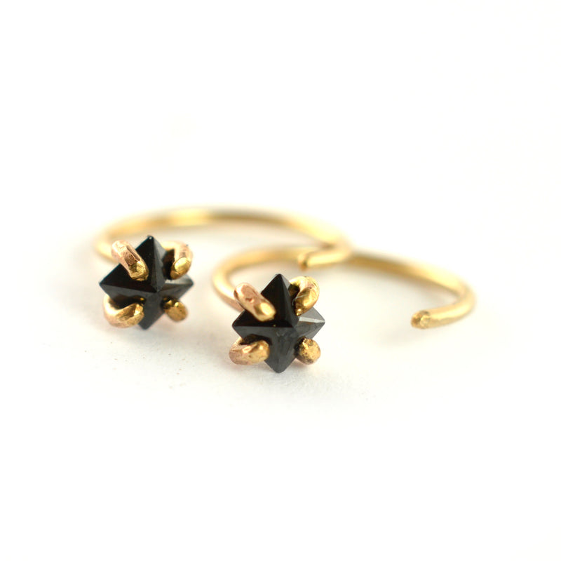 Black CZ Ear Huggers by Aquarian Thoughts Jewelry