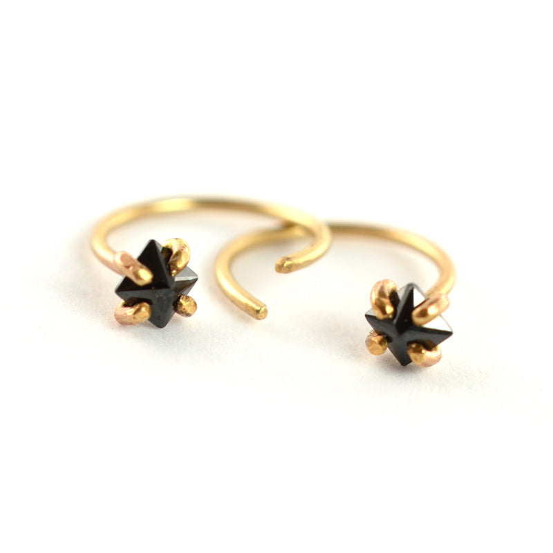 Black CZ Ear Huggers by Aquarian Thoughts Jewelry
