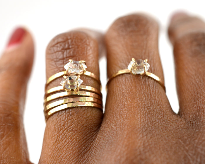 raw diamond ring, herkimer diamond ring by Aquarian Thoughts Jewelry