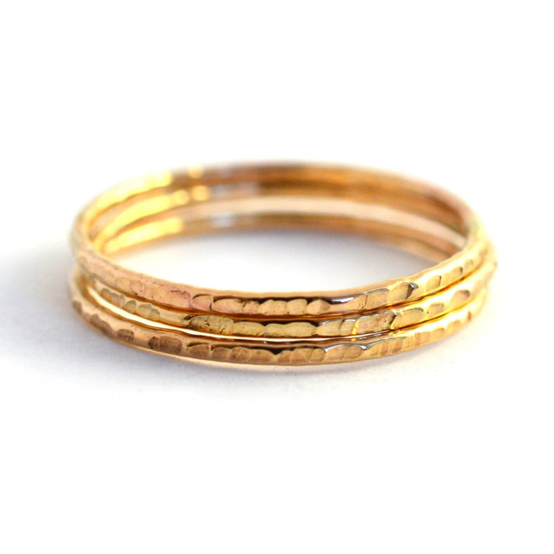 "Tree Bark" Gold Fill Stacking Ring - Set of 3