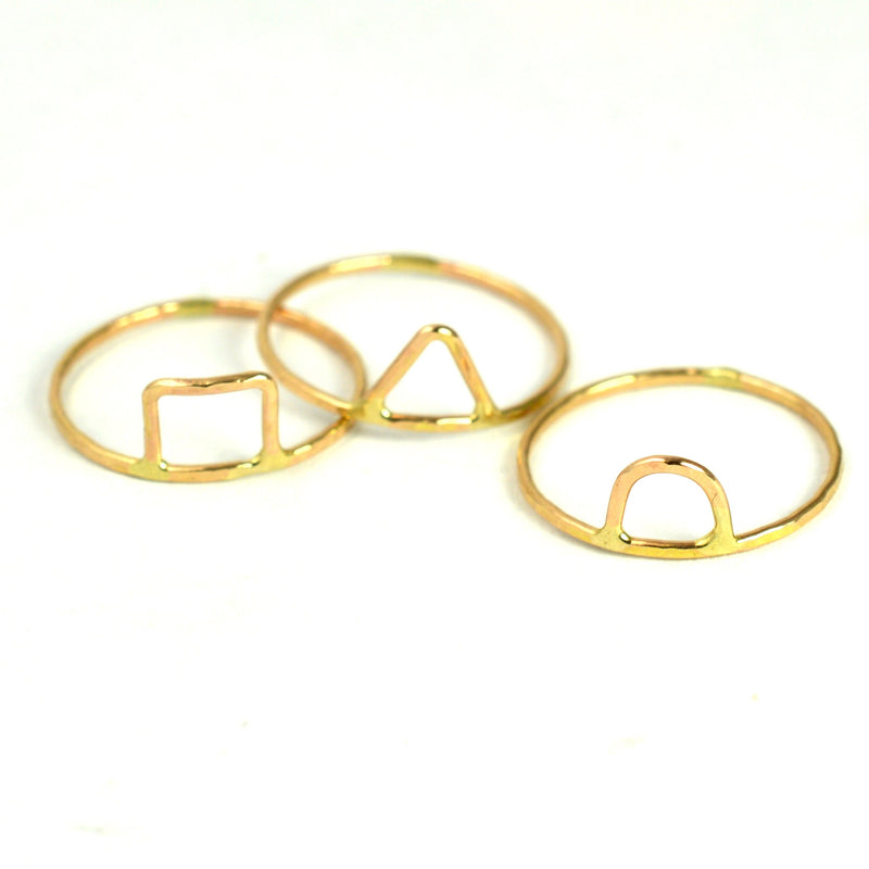 geometric stackable rings by aquarian thoughts jewelry