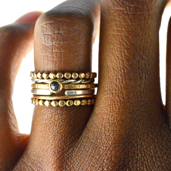 ornate gold stacking ring, aquarian thoughts jewelry