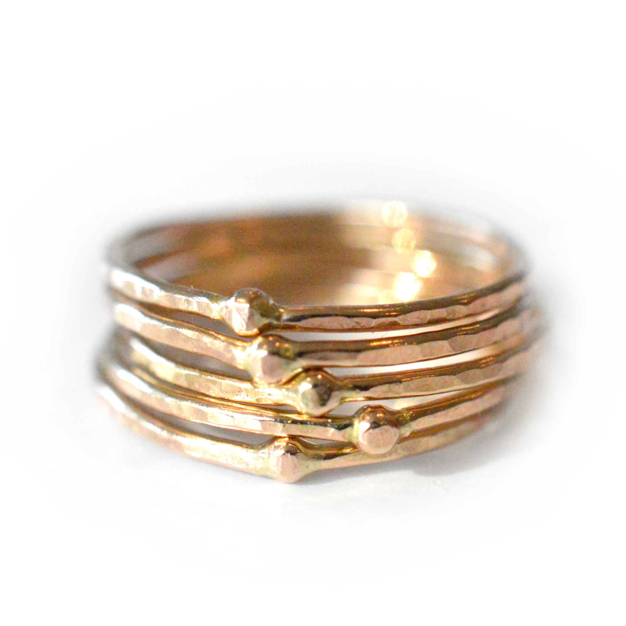 Hammered Bead Stacking Rings - Set of 5