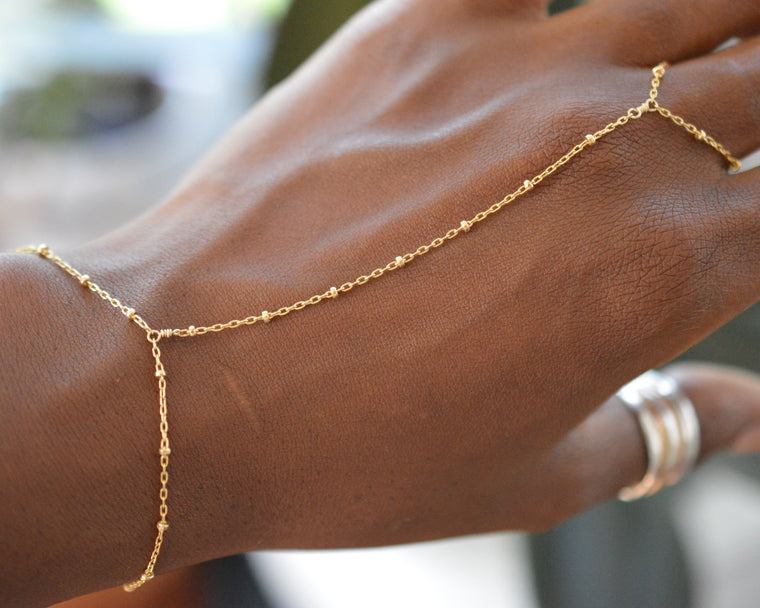 Delicate Beaded Hand Bracelet