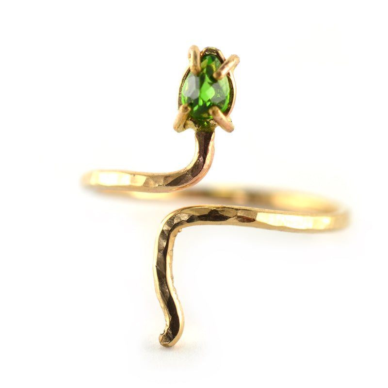 Green Tourmaline Bejeweled Serpent Ring by Aquarian Thoughts Jewelry