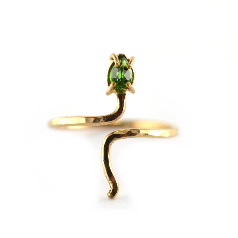 Green Tourmaline Bejeweled Serpent Ring by Aquarian Thoughts Jewelry