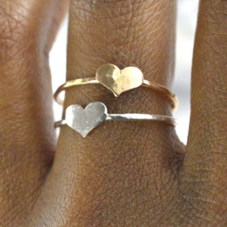 Tiny Hammered Heart Ring