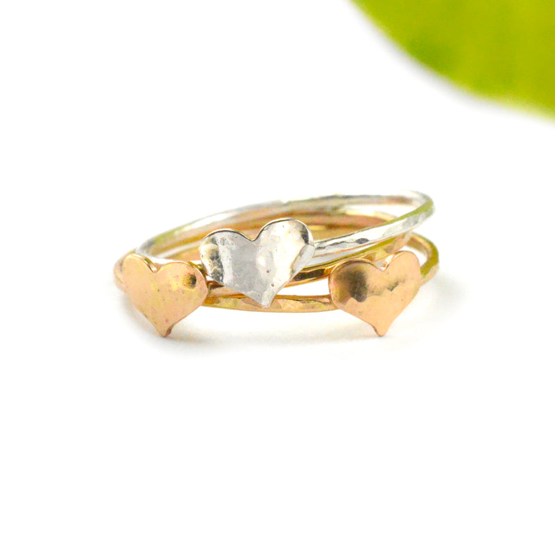 Tiny Hammered Heart Ring