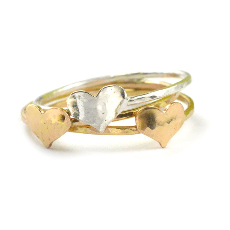Tiny Hammered Heart Ring