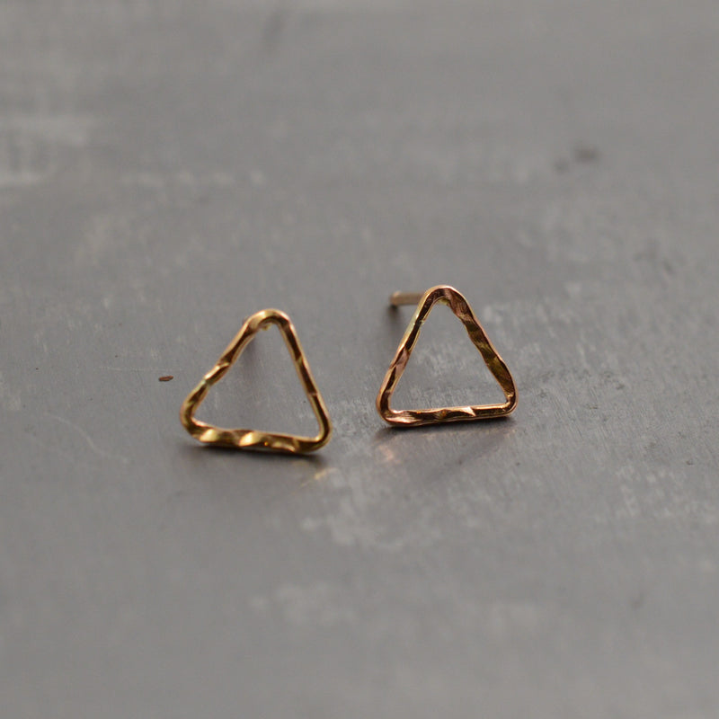 triangle stud earrings, aquarian thoughts jewelry