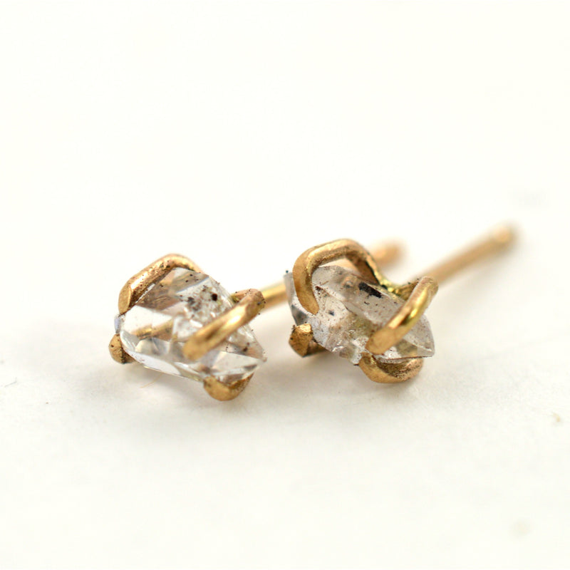 Raw stone earrings, herkimer diamond stud earrings, aquarian thoughts jewelry